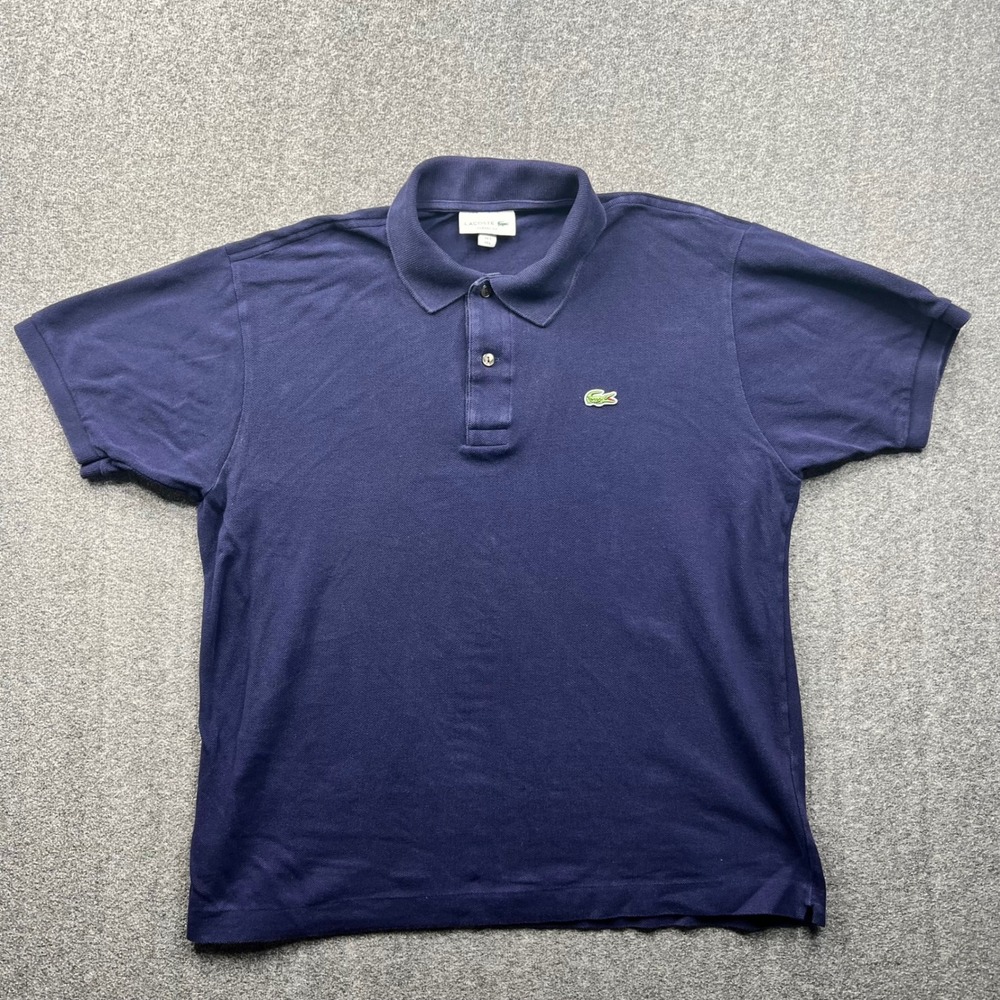 Lacoste Polo Shirt Mens L Blue Classic Fit L1212 Pique Cotton Short Sleeve